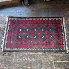 Load image into Gallery viewer, 3'1" x 5'4" - Vintage Afghan Baluch Hand-Knotted Wool Rug - Madder Red & Indigo Tribal Rug - 95 x 164 cm