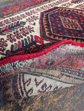 Load image into Gallery viewer, 3'1" x 5'4" - Vintage Afghan Baluch Hand-Knotted Wool Rug - Madder Red & Indigo Tribal Rug - 95 x 164 cm
