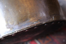 Load image into Gallery viewer, Antique Brass Log Bin - Large Riveted Fireside Coal Or Wood Bucket - Arts & Crafts Hearth Scuttle - 42cm Tall