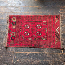 Load image into Gallery viewer, 2'2" x 3'10" - Vintage Afghan Baluch Hand-Knotted Wool Rug - Deep Red Tribal Prayer Rug - 67 x 118 cm