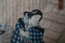 Load image into Gallery viewer, Original Utagawa Kunisada Woodblock Print - Edo Period Japanese Ukiyo-e Beauty Portrait - 49 x 39 cm