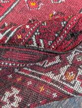 Load image into Gallery viewer, 2'6" x 3'6" - Vintage Afghan Baluch Hand-Knotted Wool Prayer Rug - Deep Madder Red - 75 x 107 cm