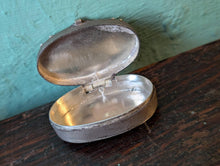 Load image into Gallery viewer, Early 20th Century Decorative Metal Pill Box - Oval Hinged Trinket Box - Collectors Curio