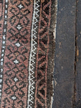 Load image into Gallery viewer, 6'2" x 3'10" - Antique Afghan Baluch Hand-Knotted Wool Rug - Dusty Rose & Indigo - 189 x 118 cm
