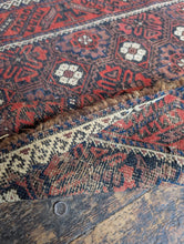 Load image into Gallery viewer, 4'9" x 2'11" - Antique Afghan Baluch Hand-Knotted Wool Rug - Madder Red & Indigo - 146 x 88 cm