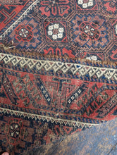 Load image into Gallery viewer, 4'9" x 2'11" - Antique Afghan Baluch Hand-Knotted Wool Rug - Madder Red & Indigo - 146 x 88 cm