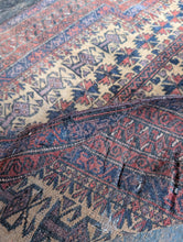 Load image into Gallery viewer, 4'4" x 2'10" - Antique Afghan Baluch Hand-Knotted Wool Prayer Rug - Ivory & Madder Red - 132 x 87 cm