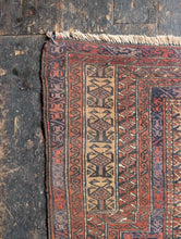 Load image into Gallery viewer, 4'4" x 2'10" - Antique Afghan Baluch Hand-Knotted Wool Prayer Rug - Ivory & Madder Red - 132 x 87 cm