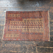 Load image into Gallery viewer, 4'4" x 2'10" - Antique Afghan Baluch Hand-Knotted Wool Prayer Rug - Ivory & Madder Red - 132 x 87 cm