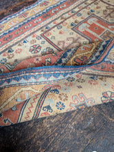 Load image into Gallery viewer, 2'11" x 5'6" - Vintage Hand-Knotted Wool Rug - Ivory, Terracotta & Sky Blue - 90 x 167 cm