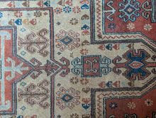 Load image into Gallery viewer, 2'11" x 5'6" - Vintage Hand-Knotted Wool Rug - Ivory, Terracotta & Sky Blue - 90 x 167 cm