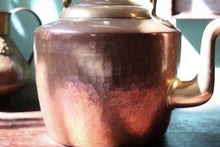 Load image into Gallery viewer, Antique Arts & Crafts Copper Tea Kettle - Hand Hammered Copper and Brass - Fireside Kettle - Early 20th Century