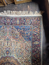 Load image into Gallery viewer, 7'8" x 4'8" - Vintage Pakistani Hand-Knotted Tree Of Life Wool Rug - Ivory & Sapphire Blue Floral Design - 234 x 141 cm