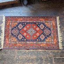 Load image into Gallery viewer, 1'5" x 5'7" - Vintage Hand-Knotted Tribal Runner Rug - Madder Red & Indigo Geometric Wool Carpet - 170 x 44 cm