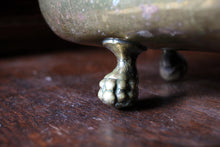Load image into Gallery viewer, Antique Brass Jardiniere Cachepot On Paw Feet - Classical Revival Planter - Lion Mask Handles - 42cm
