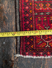 Load image into Gallery viewer, 3'8" x 1'11" - Vintage Afghan Turkmen Hand-Knotted Wool Rug - Deep Madder Red - 112 x 59 cm