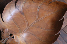 Load image into Gallery viewer, Vintage Hand-Carved Wooden Leaf Bowl Dish - Organic Modern Centrepiece - Folk Art Treen Serving Bowl - 34cm