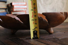 Load image into Gallery viewer, Vintage Hand-Carved Wooden Leaf Bowl Dish - Organic Modern Centrepiece - Folk Art Treen Serving Bowl - 34cm