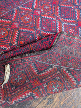 Load image into Gallery viewer, 5'5" x 2'11" - Antique Afghan Baluch Hand-Knotted Wool Runner Rug - Deep Madder Red & Indigo Tribal Carpet - 166 x 90 cm