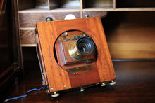 Load image into Gallery viewer, Antique Mahogany Field Camera With Brass Lens – Large Format Bellows Camera