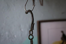 Load image into Gallery viewer, Antique Indian Brass Diya Oil Lamp – Hanging Temple Lamp With Chain – 19cm Tall