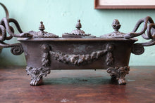 Load image into Gallery viewer, Antique Grand Tour Bronze Serpent Inkwell - Neoclassical Desk Stand With Snake Handles - 27cm
