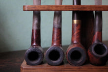 Load image into Gallery viewer, Vintage Briar Pipe Collection With Wooden Pipe Rack - Six Tobacco Pipes Display Stand