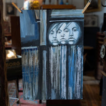 Load image into Gallery viewer, Allan Arthur Wilson (1944 - 1924) Three Faces - Signed Mixed Media Painting Dated 1970 - Scottish Modernist Work - 38 x 56 cm
