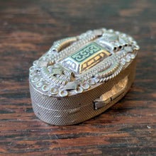 Load image into Gallery viewer, Early 20th Century Decorative Metal Pill Box - Oval Hinged Trinket Box - Collectors Curio