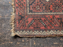 Load image into Gallery viewer, 4'9" x 2'11" - Antique Afghan Baluch Hand-Knotted Wool Rug - Madder Red & Indigo - 146 x 88 cm