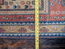Load image into Gallery viewer, 2'11" x 5'6" - Vintage Hand-Knotted Wool Rug - Ivory, Terracotta & Sky Blue - 90 x 167 cm
