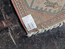 Load image into Gallery viewer, 6'0" x 5'0" - Vintage Turkish Hand-Knotted Wool Rug - Salmon Pink, Sky Blue & Cream - 184 x 152 cm