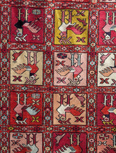 Load image into Gallery viewer, 6'6" x 3'11" - Antique Turkmen Bird Gul Hand-Knotted Wool Rug - Madder Red & Ivory - 198 x 119 cm