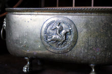 Load image into Gallery viewer, Antique Brass Jardiniere Cachepot On Paw Feet - Classical Revival Planter - Lion Mask Handles - 42cm
