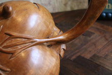 Load image into Gallery viewer, Vintage Hand-Carved Wooden Leaf Bowl Dish - Organic Modern Centrepiece - Folk Art Treen Serving Bowl - 34cm