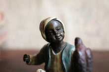 Load image into Gallery viewer, Antique Franz Bergman Vienna Bronze Arab Boy With Falcon On Rug - Cold Painted Bronze Figure - 12cm