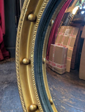 Load image into Gallery viewer, Antique Convex Bullseye Mirror - Giltwood Ebonised Frame - Regency Revival Wall Mirror - 52cm Diameter