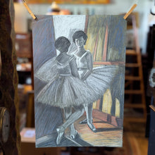 Load image into Gallery viewer, Allan Arthur Wilson (1944–2024) – Dancers Before A Mirror – Pastel On Paper Dated 1970 – Scottish Artist