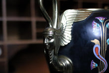 Load image into Gallery viewer, Early 20th.C French Porcelain & Ormolu Vase – Egyptian Revival with Gilded Winged Sphinx Handles - c.1920's