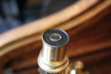 Load image into Gallery viewer, Antique Brass Monocular Microscope – Fitted Mahogany Case With Glass Slides and Accessories
