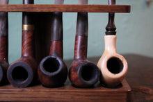 Load image into Gallery viewer, Vintage Briar Pipe Collection With Wooden Pipe Rack - Six Tobacco Pipes Display Stand
