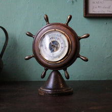 Load image into Gallery viewer, Vintage Maritime Ship's Wheel Barometer - Wooden Nautical Weather Station - Working Order - 18cm Tall