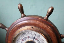 Load image into Gallery viewer, Vintage Maritime Ship's Wheel Barometer - Wooden Nautical Weather Station - Working Order - 18cm Tall