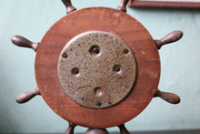 Load image into Gallery viewer, Vintage Maritime Ship's Wheel Barometer - Wooden Nautical Weather Station - Working Order - 18cm Tall