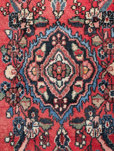 Load image into Gallery viewer, 4'3" x 6'9" - Vintage Pakistani Hand-Knotted Wool Rug - Madder Red & Indigo Floral Medallion - 130 x 207 cm