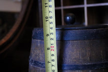 Load image into Gallery viewer, Antique Coopered Oak Biscuit Barrel With Lid - Victorian Wooden Storage Barrel - 24cm
