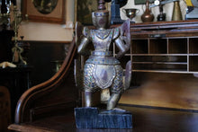 Load image into Gallery viewer, Antique Thai Thepanom Temple Guardian Figure - Hand-Carved Gilt Wood Sculpture - 59.5cm Tall