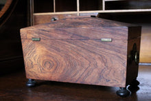 Load image into Gallery viewer, Victorian Antique English Tea Caddy – Sarcophagus Wooden Tea Box With Twin Lidded Compartments – c.1870