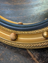 Load image into Gallery viewer, Antique Convex Bullseye Mirror - Giltwood Ebonised Frame - Regency Revival Wall Mirror - 52cm Diameter