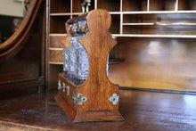Load image into Gallery viewer, Antique Oak Tantalus With Three Cut Crystal Decanters – Locking Spirit Cabinet
